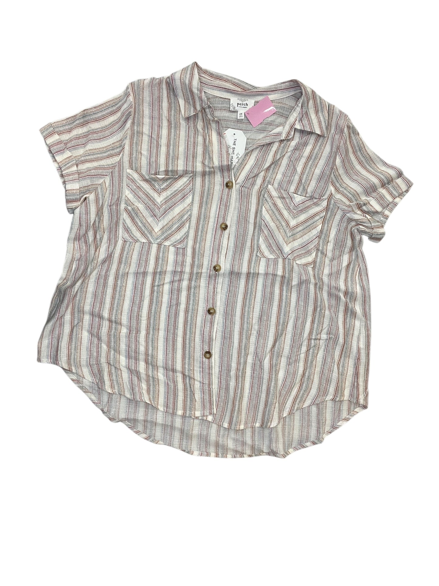 Top Ss By Blu Pepper In Striped Pattern, Size:2X