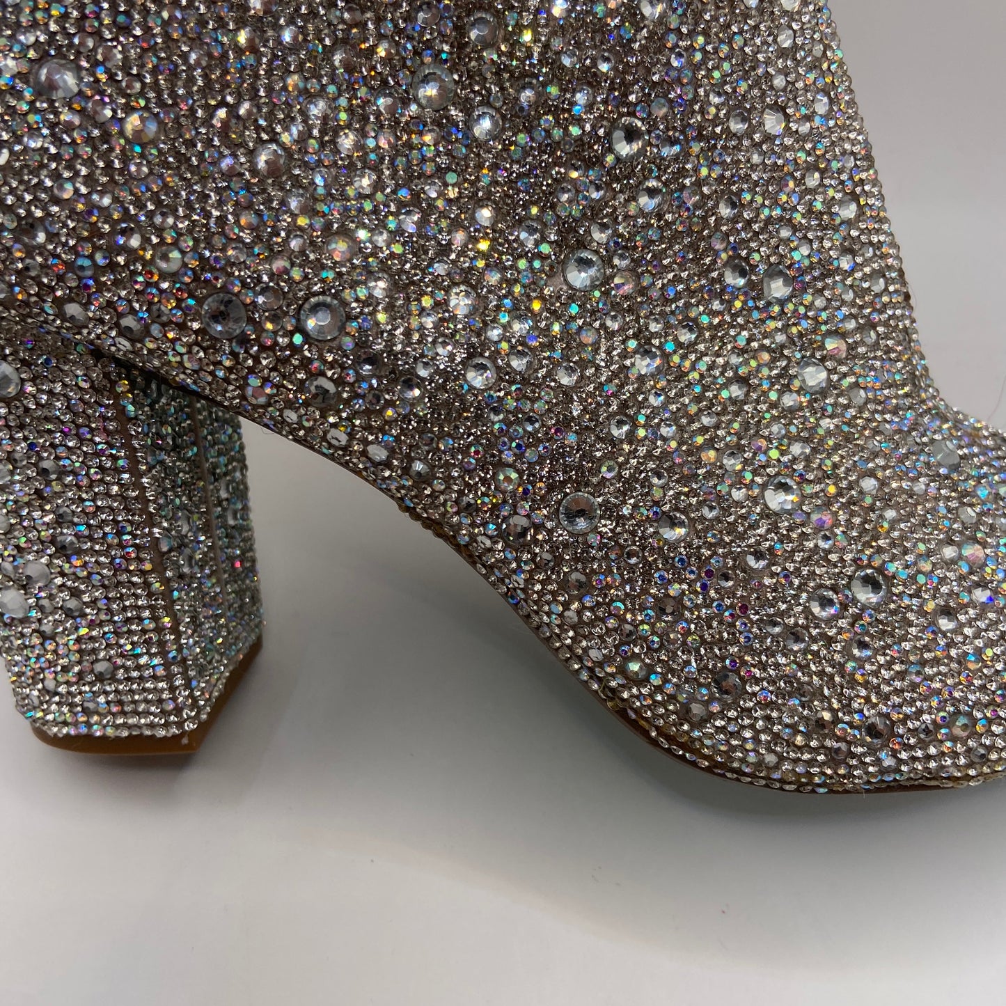 Boots Ankle Heels By Betsey Johnson In Silver, Size: 9.5