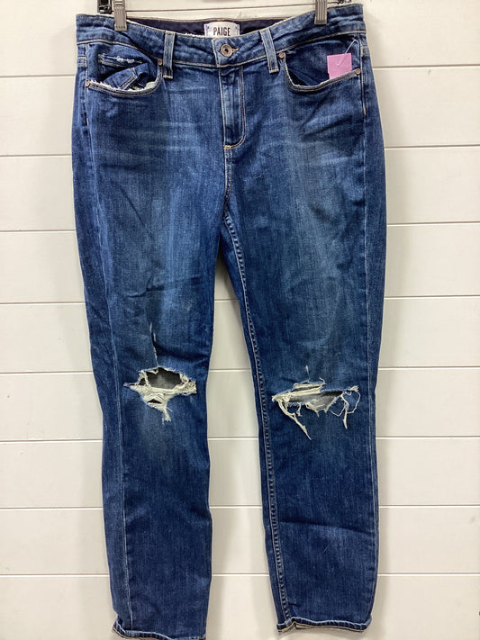 Jeans Straight By Paige In Blue Denim, Size:6