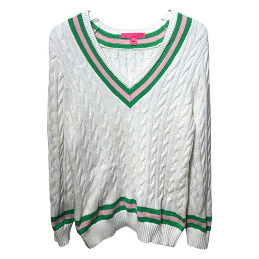 Sweater Cardigan Designer By Lilly Pulitzer In White, Size: M