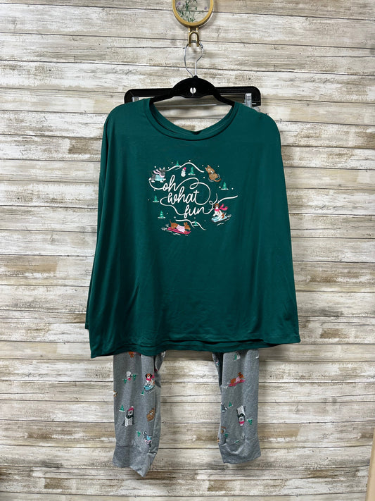 Pajamas 2Pc By Joyspun In Green & Grey, Size:Xl