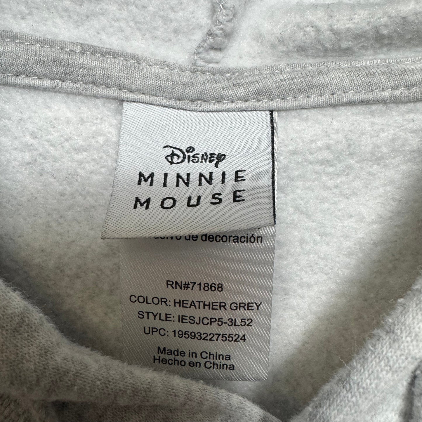 Minnie Mouse Sweatshirt Hoodie By Disney In Heather Grey, Size: Xl