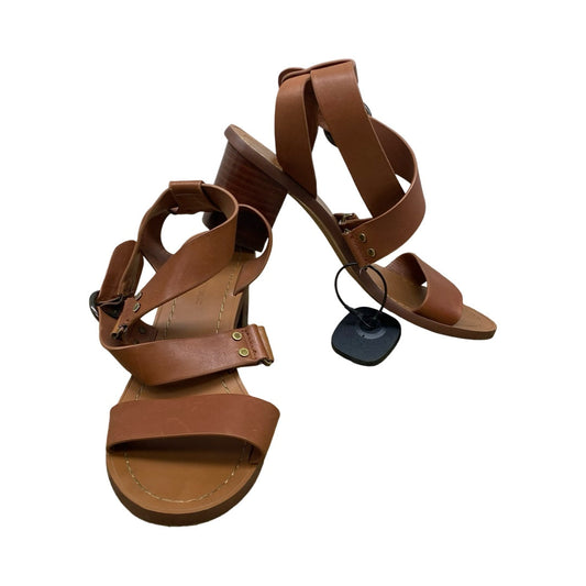 Sandals Heels Block By Banana Republic In Brown, Size:7.5