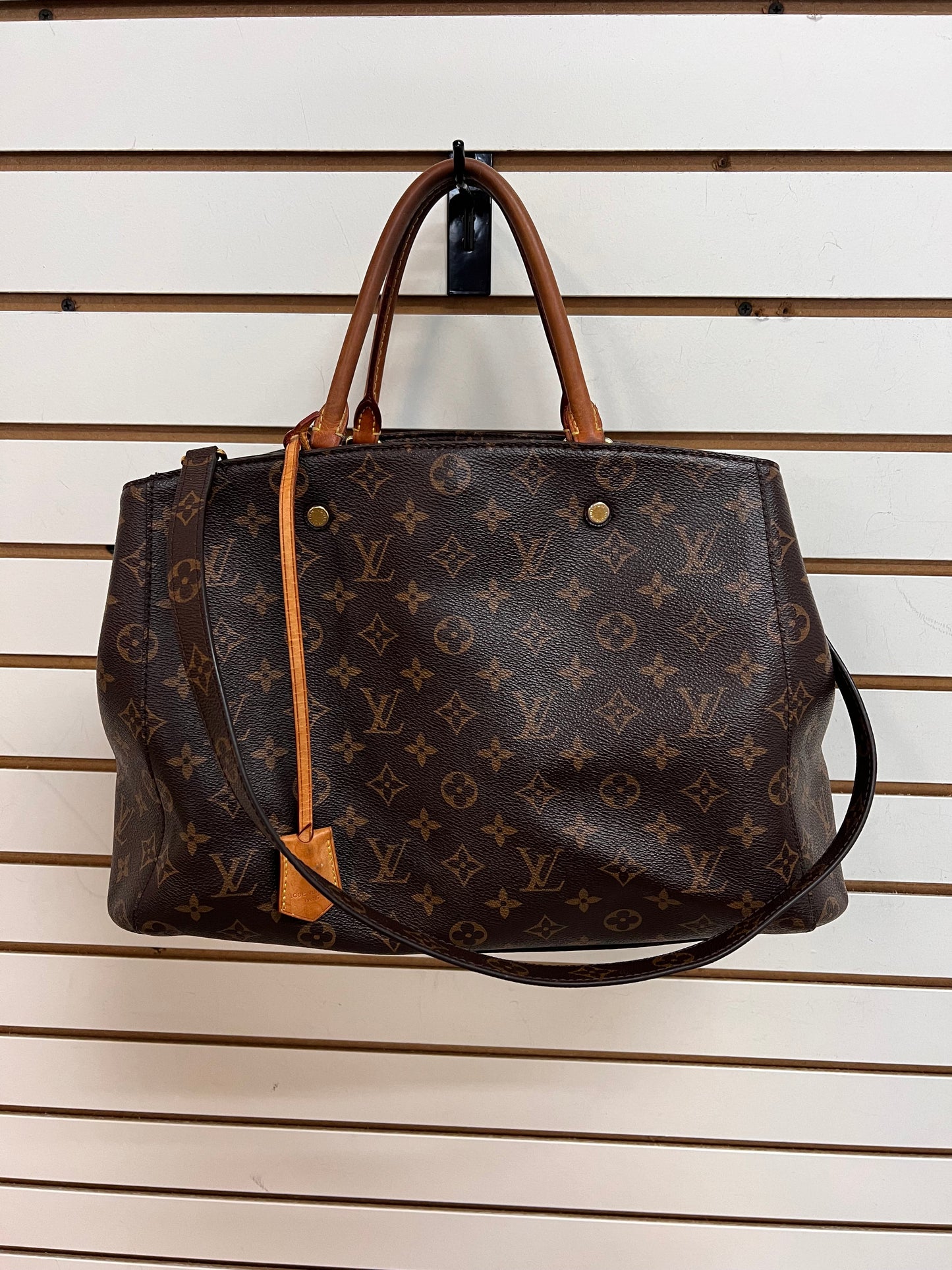 Handbag Luxury Designer By Louis Vuitton In Brown, Size:Large