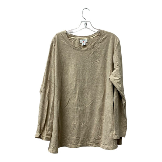 Mat Top Ls By Two Hearts Maternity In Tan, Size:3X