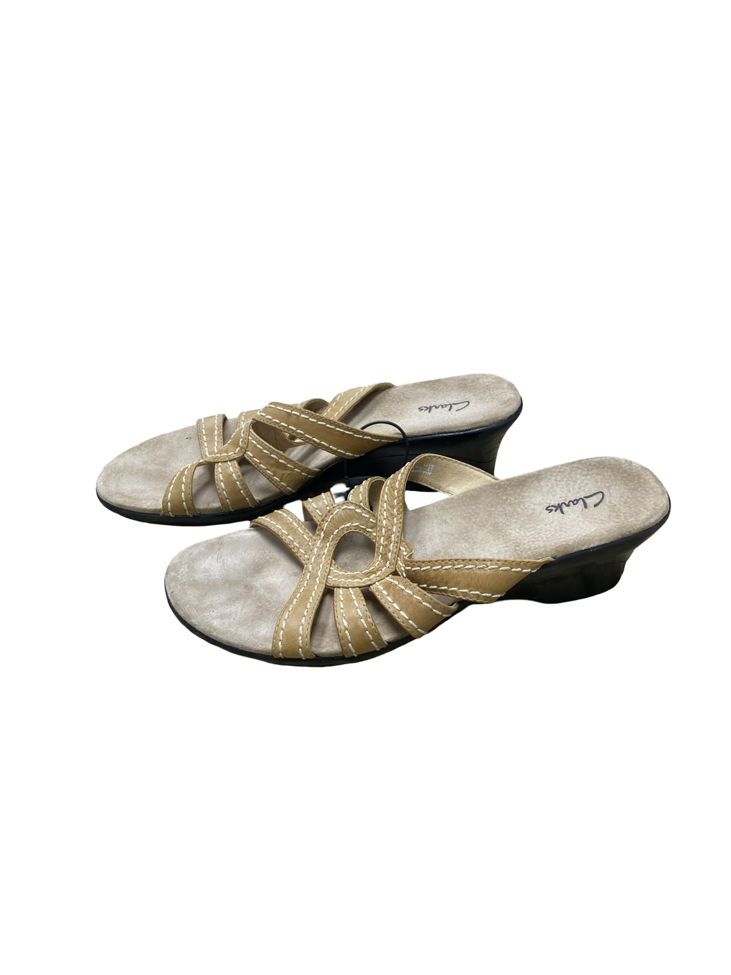 Sandals Heels Wedge By Clarks In Brown, Size:8.5