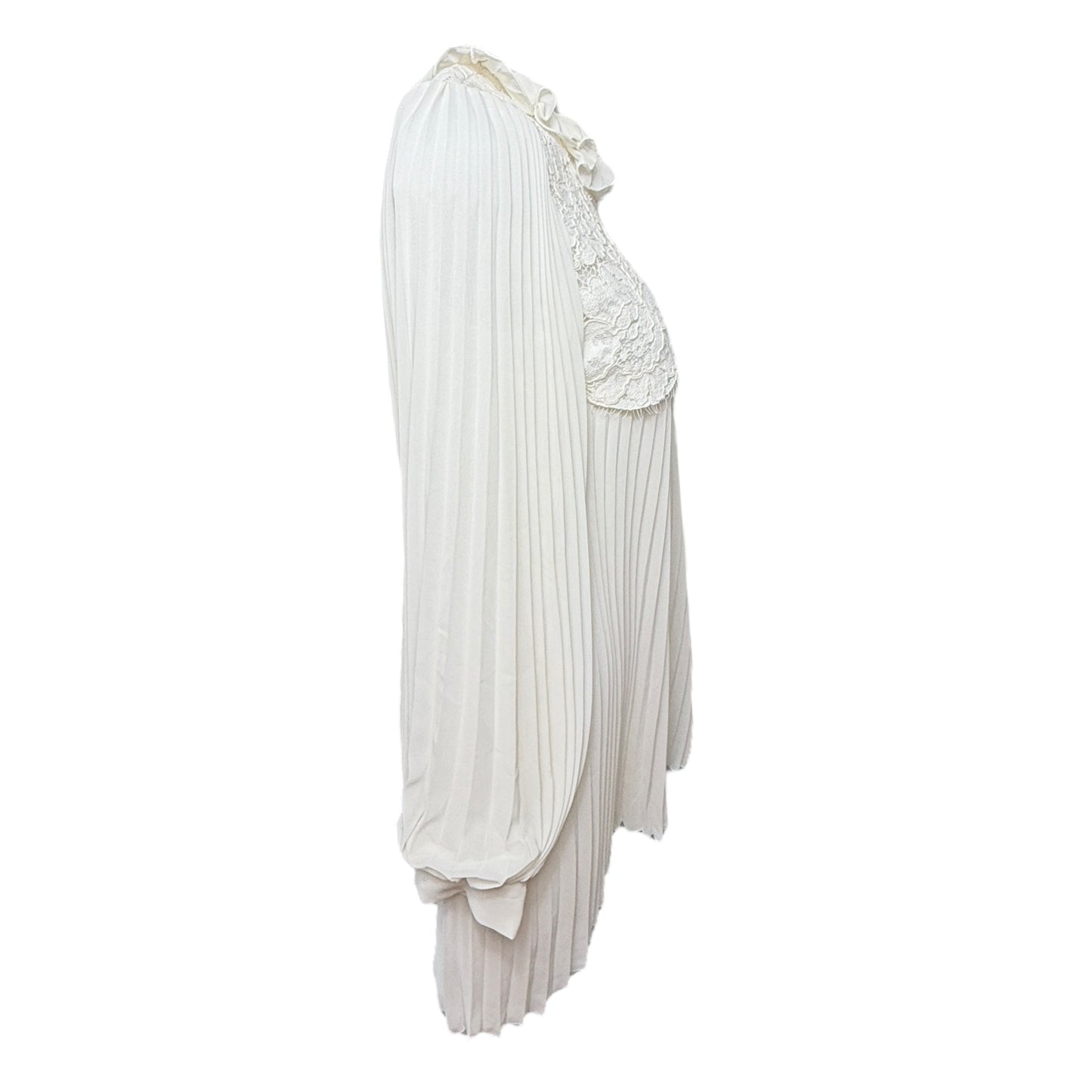 Broderie Anglaise Pleated Mini Dress By Alberta Ferretti X Philosophy di Lorenzo Serafini In Cream, Size: 6