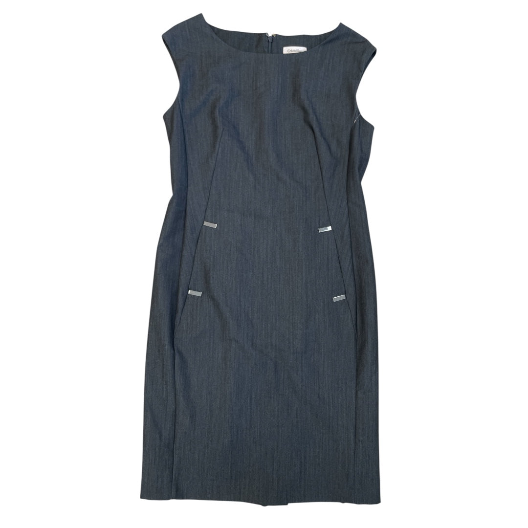 Dress Casual Midi By Calvin Klein In Navy, Size:10