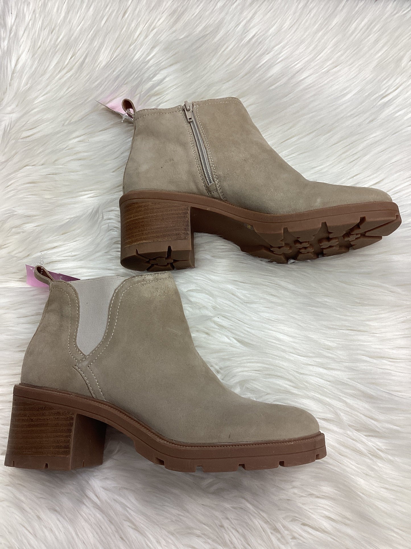 Boots Ankle Heels By Lucky Brand In Beige, Size:11