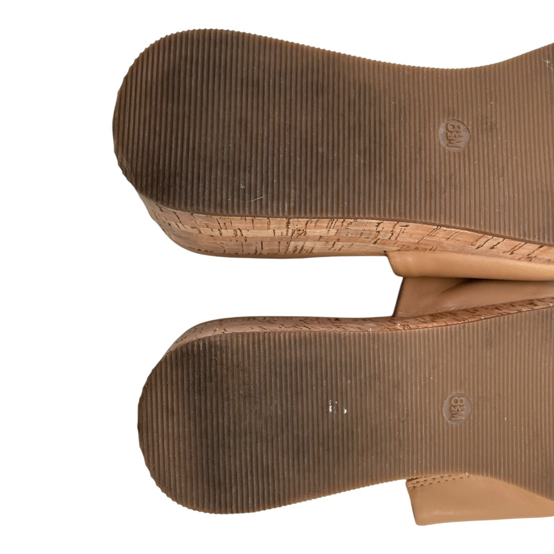 Sandals Heels Block By Cushionaire In Tan, Size:8.5
