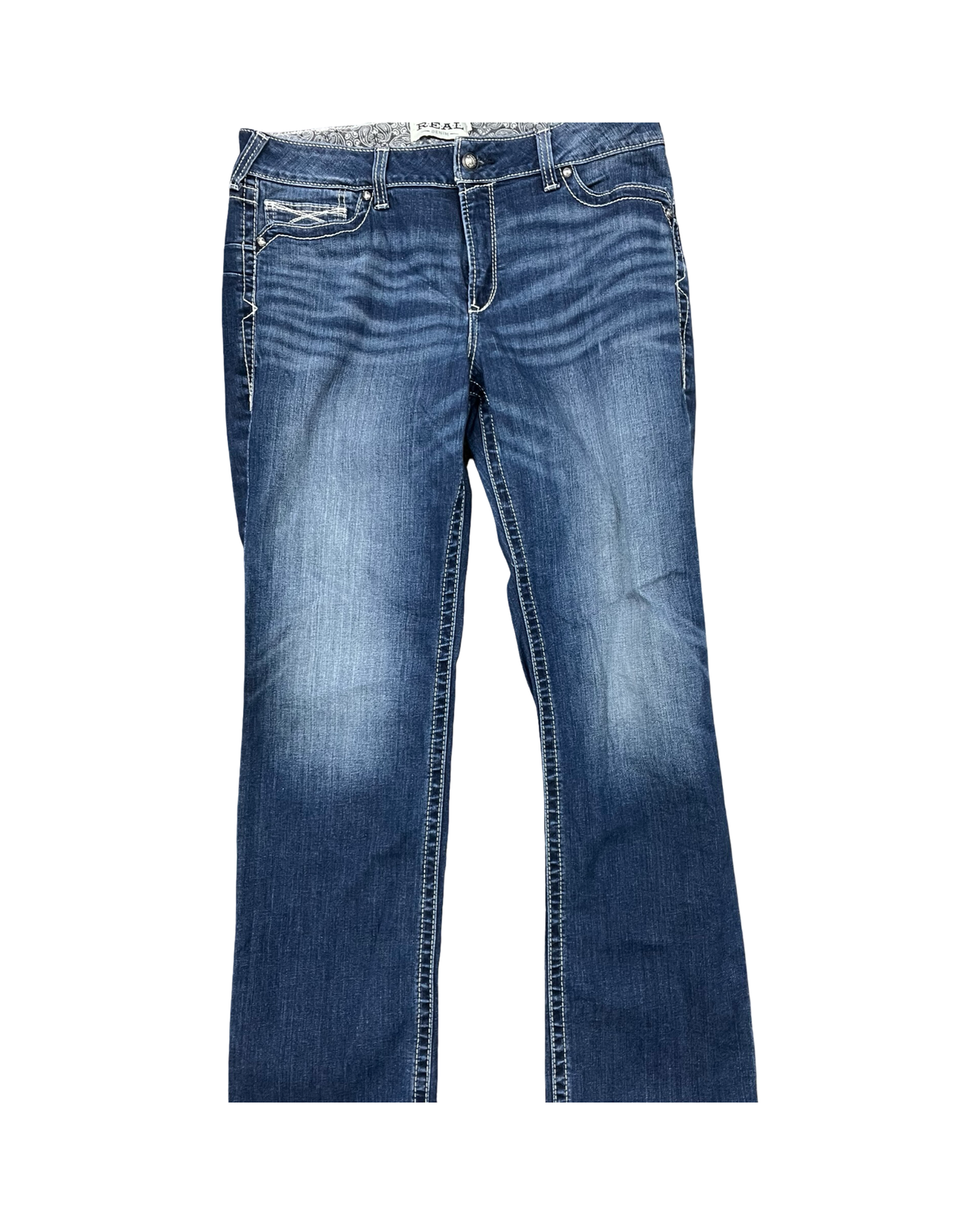 Jeans Boot Cut By Ariat In Blue Denim, Size:16