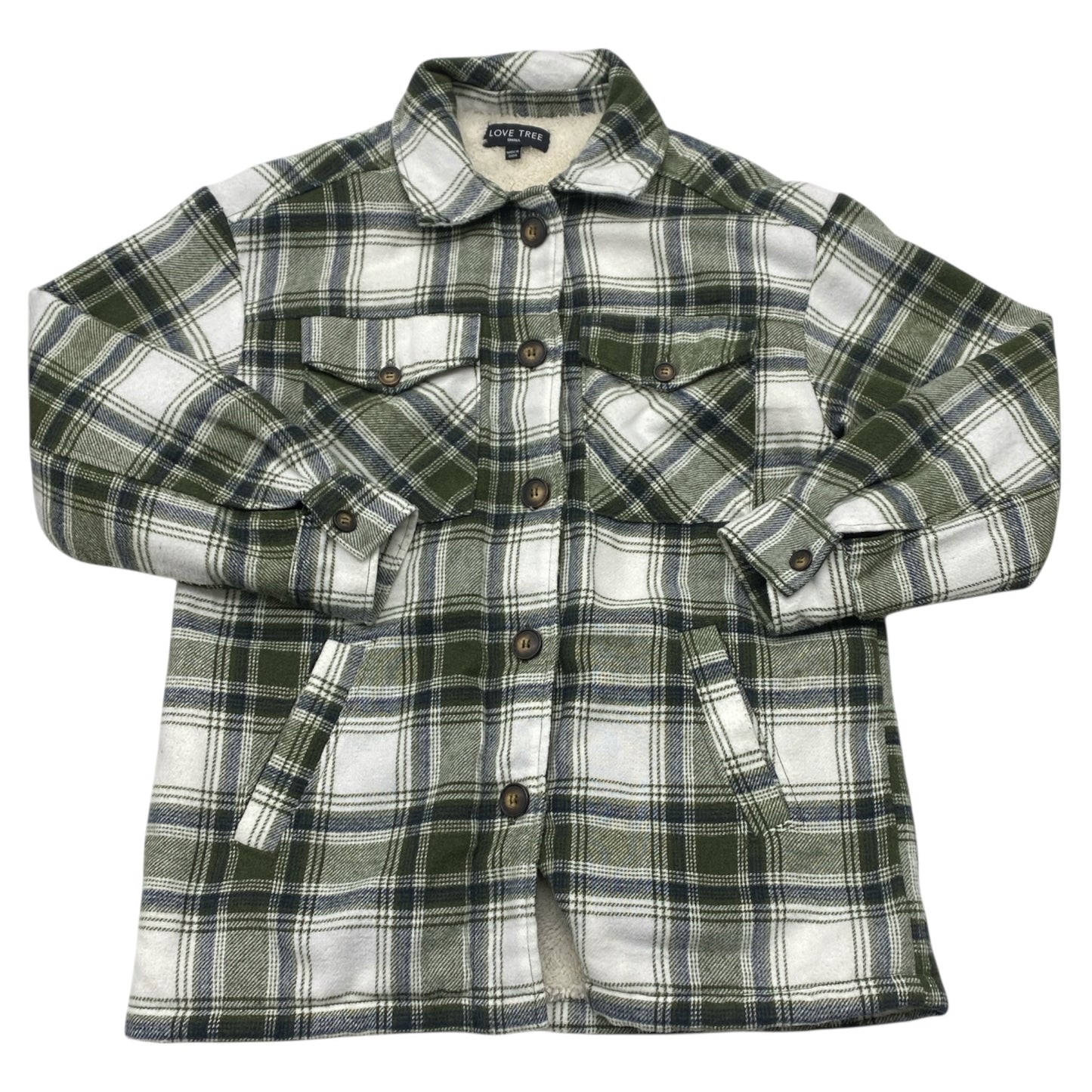 Jacket Fleece By Love Tree In Plaid Pattern, Size:S