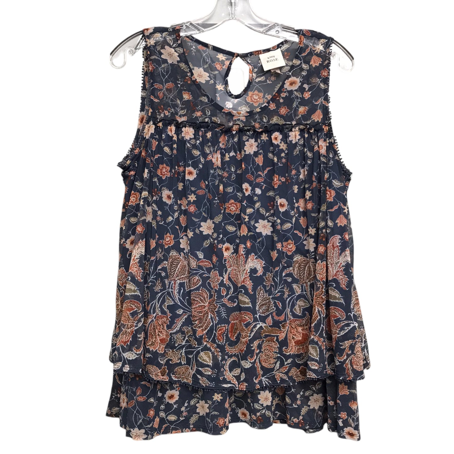 Top Sleeveless By Knox Rose In Floral Print, Size:L