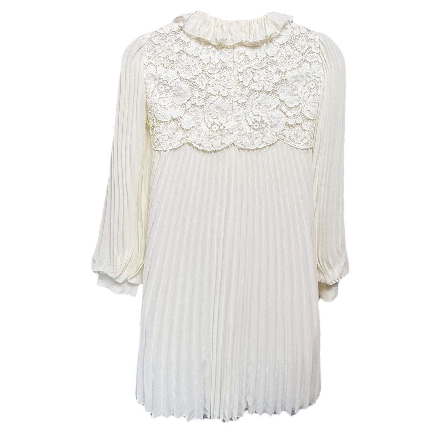 Broderie Anglaise Pleated Mini Dress By Alberta Ferretti X Philosophy di Lorenzo Serafini In Cream, Size: 6