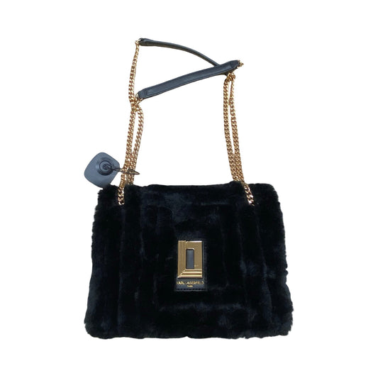 Handbag Designer By Karl Lagerfeld In Black & Gold, Size:Small