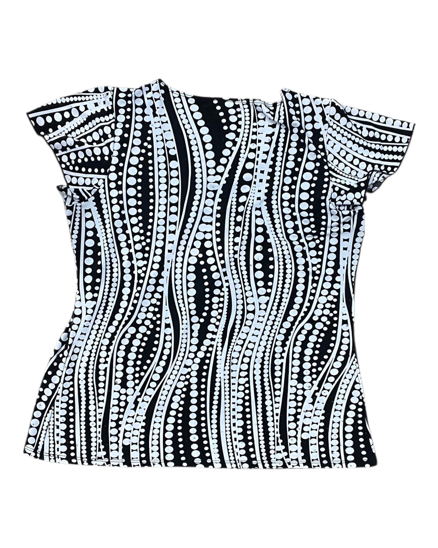 Top Ss By Dressbarn In Black & White, Size:L