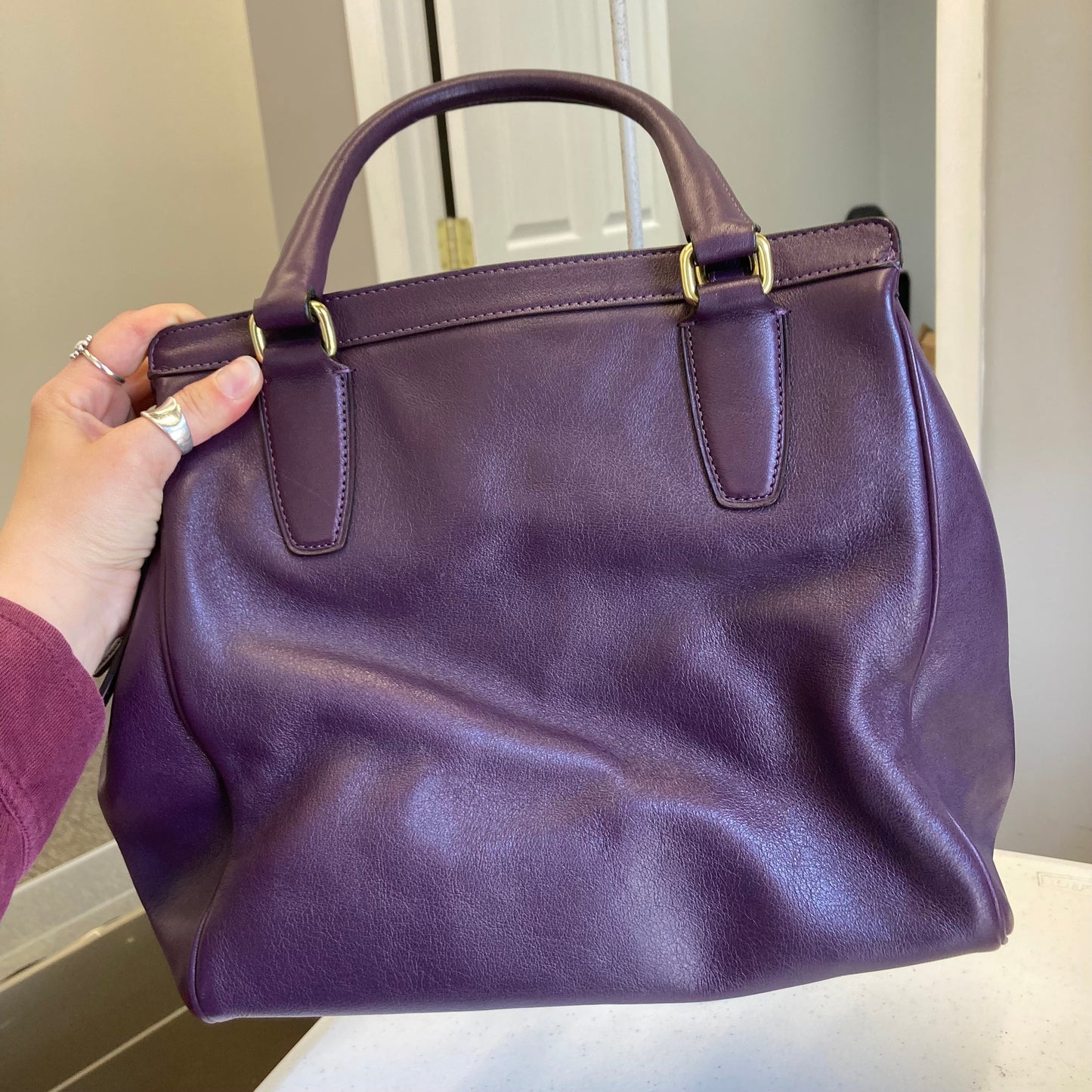 Handbag Designer By Coach In Purple, Size:Large