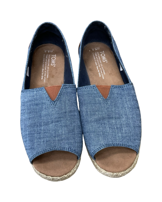 Shoes Flats By Toms In Blue & Tan, Size:6.5