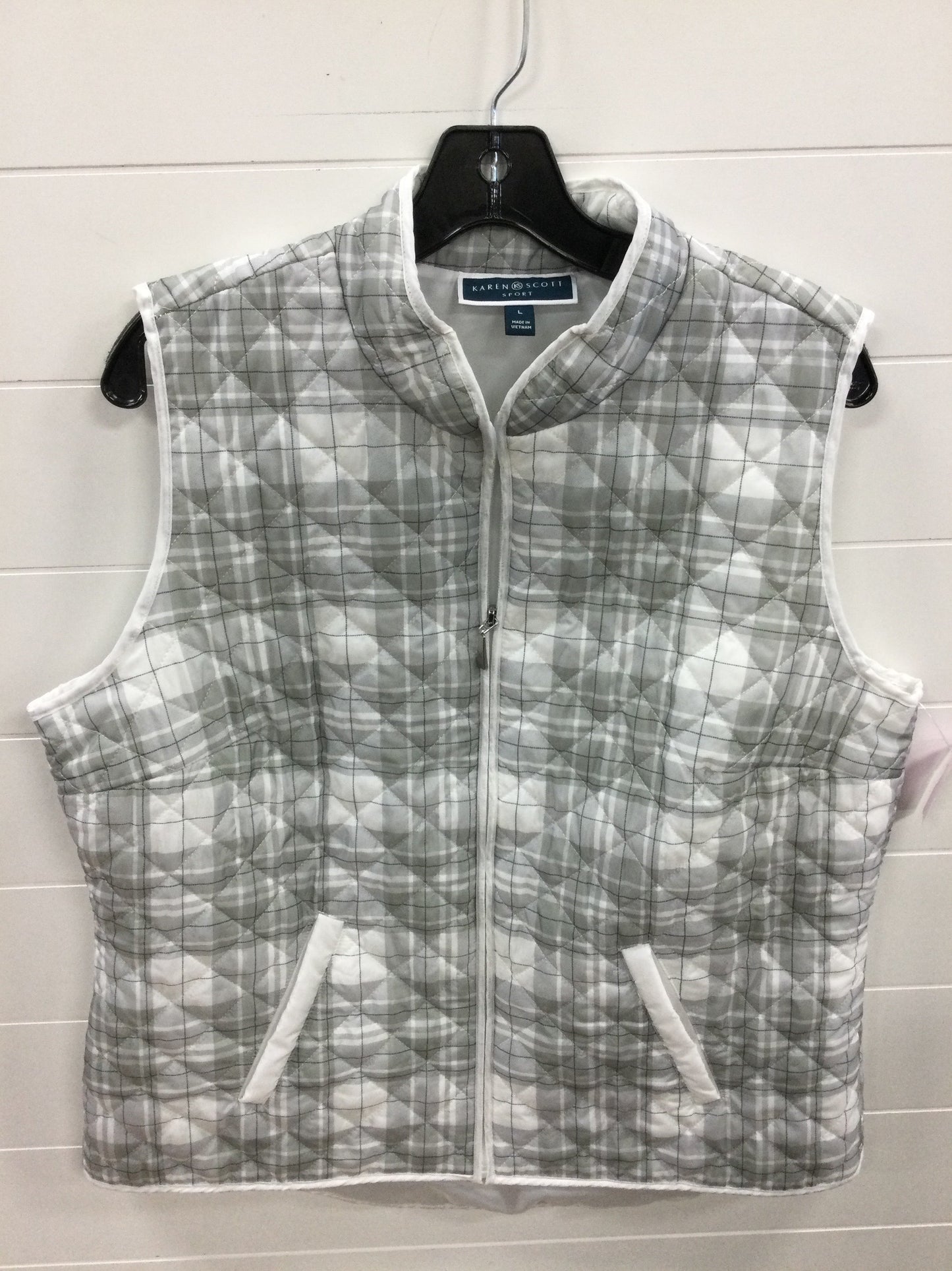 Vest Other By Karen Scott In Grey & White, Size:L