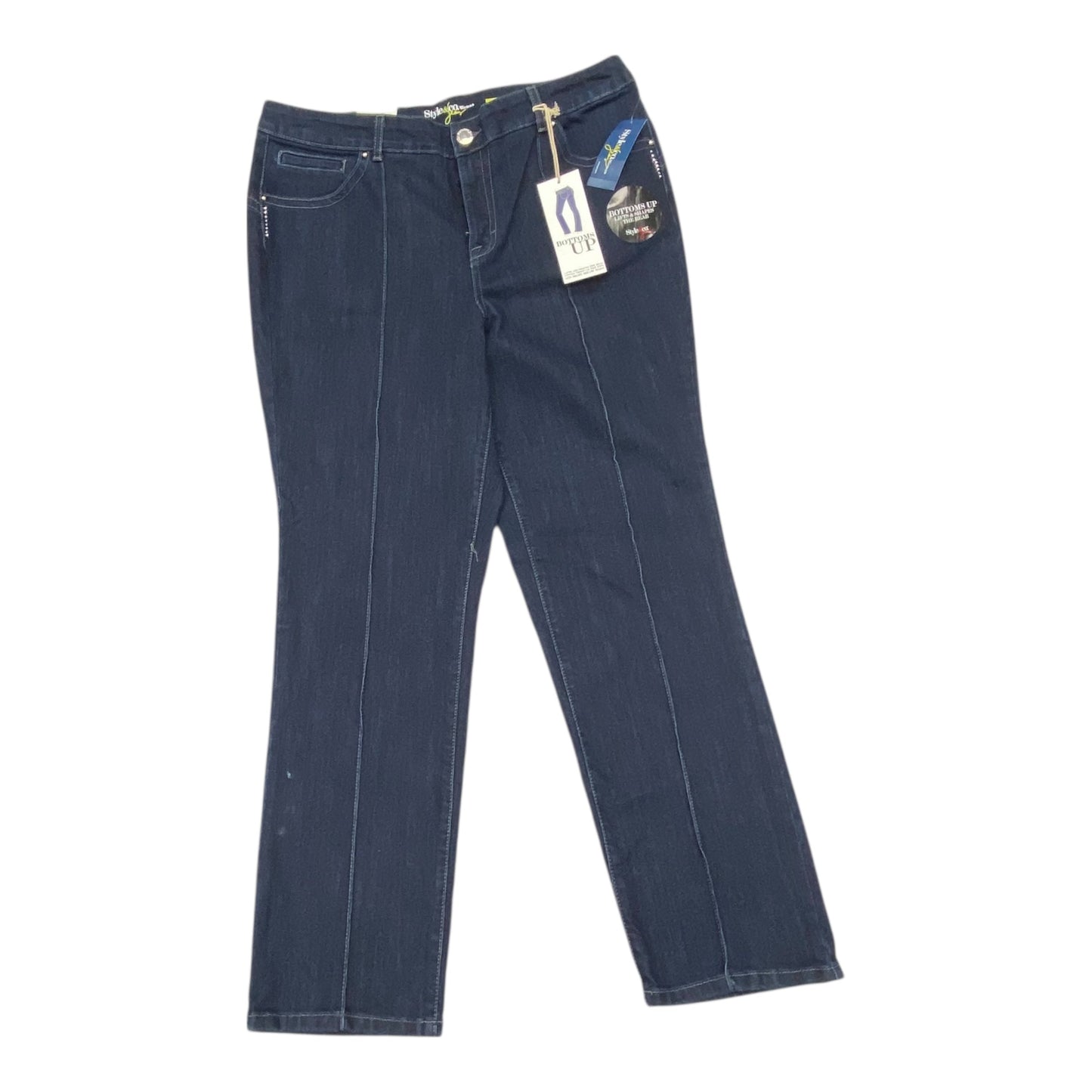 Jeans Straight By Style And Co Collection Women In Blue Denim, Size:16