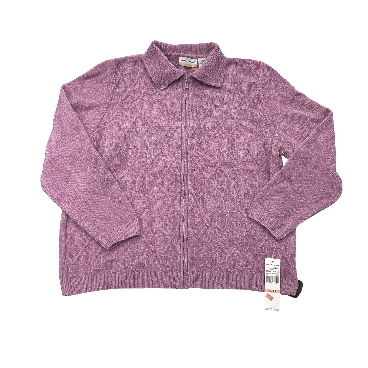 Sweater Cardigan By Alfred Dunner In Purple, Size:2X