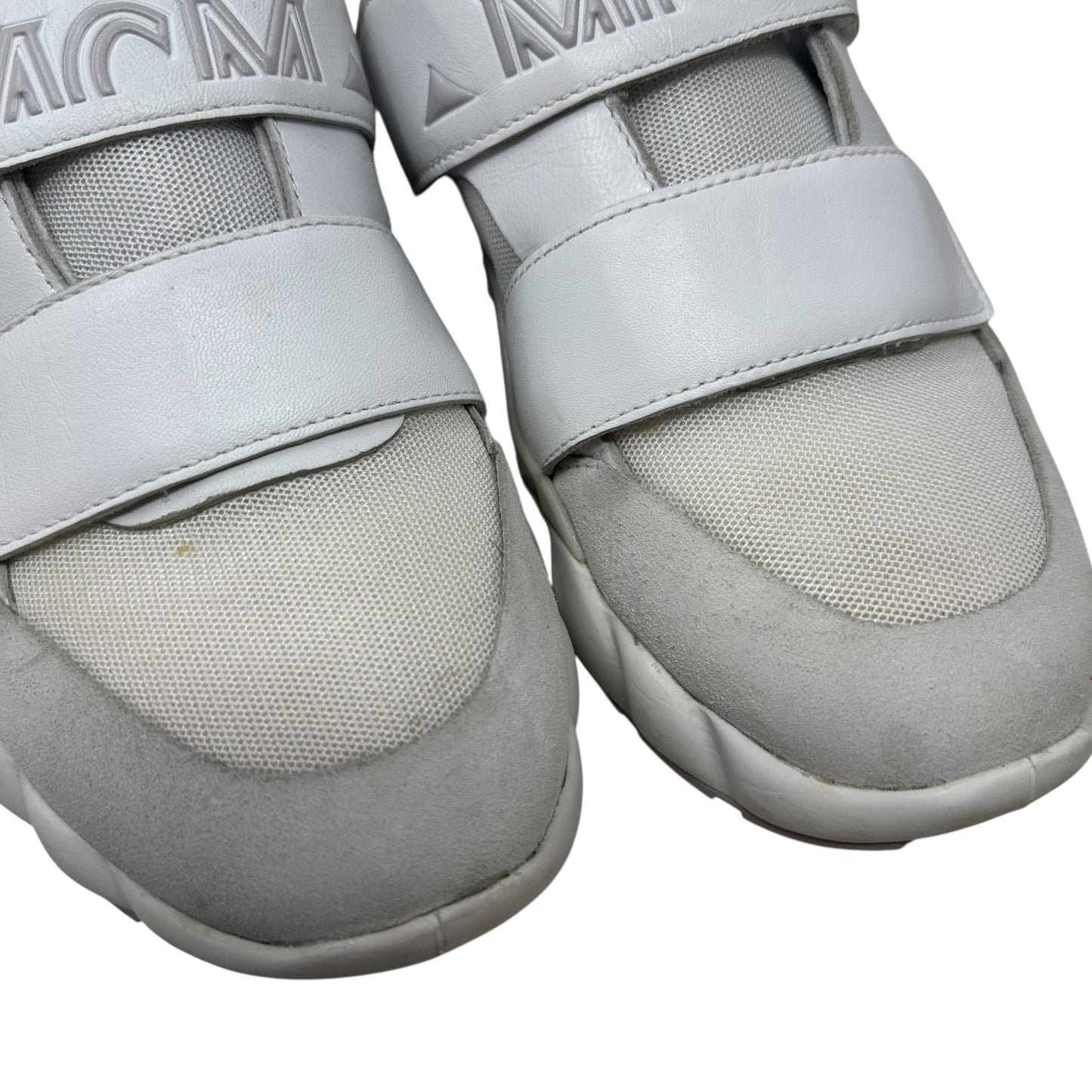 Himmel Low Top Velcro Sneakers Shoes Luxury Designer By Mcm In White, Size: 8 (38)