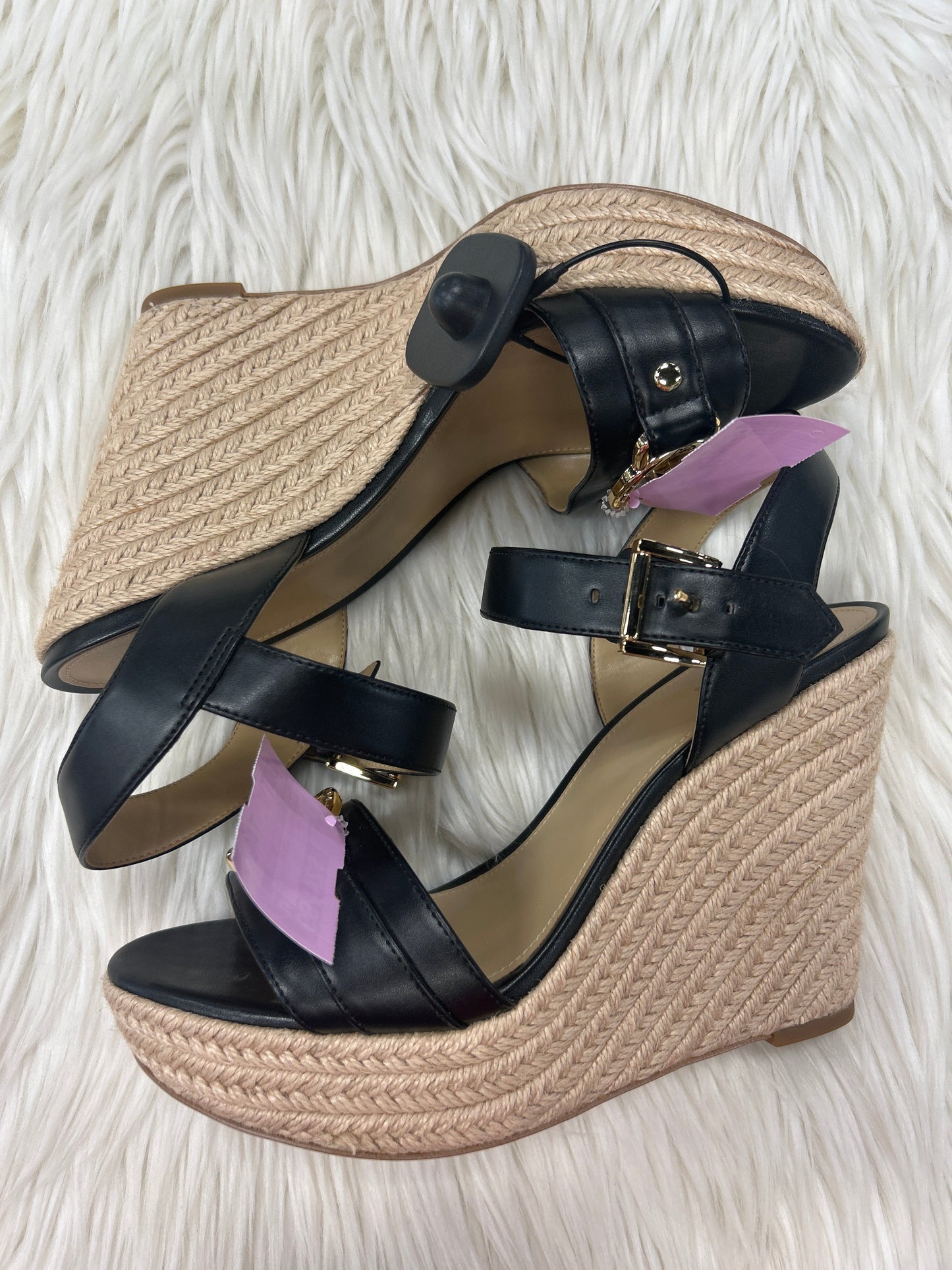 Sandals Heels Wedge By Michael By Michael Kors In Black & Tan, Size:9.5