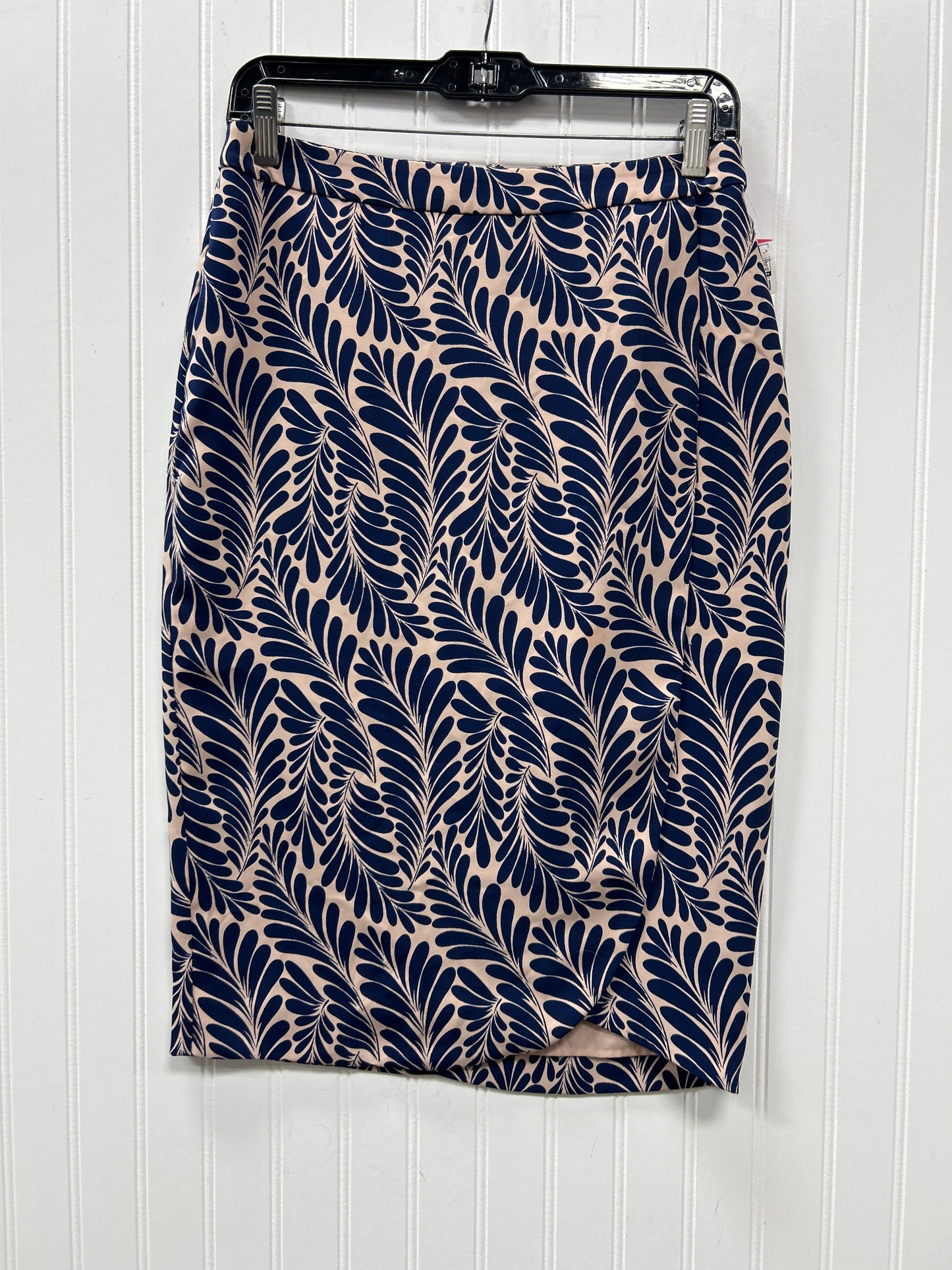 Skirt Midi By Ann Taylor In Blue & Cream, Size:4