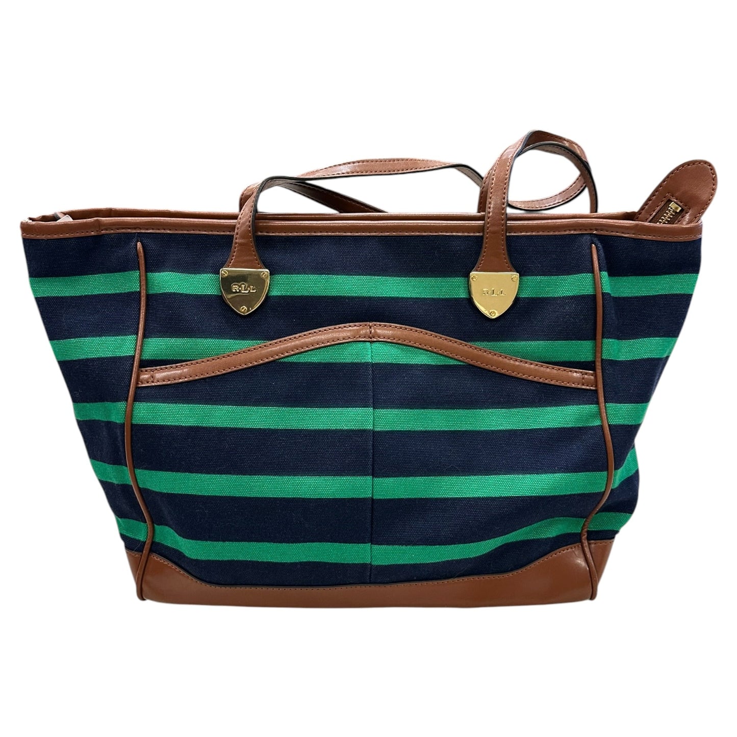 Handbag By Lauren By Ralph Lauren In Blue & Green, Size:Large
