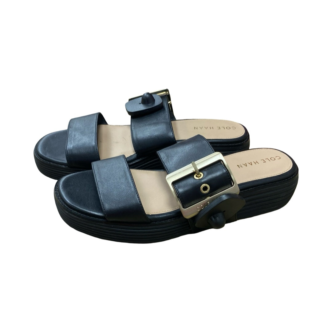 Sandals Heels Wedge By Cole-Haan In Black, Size:7