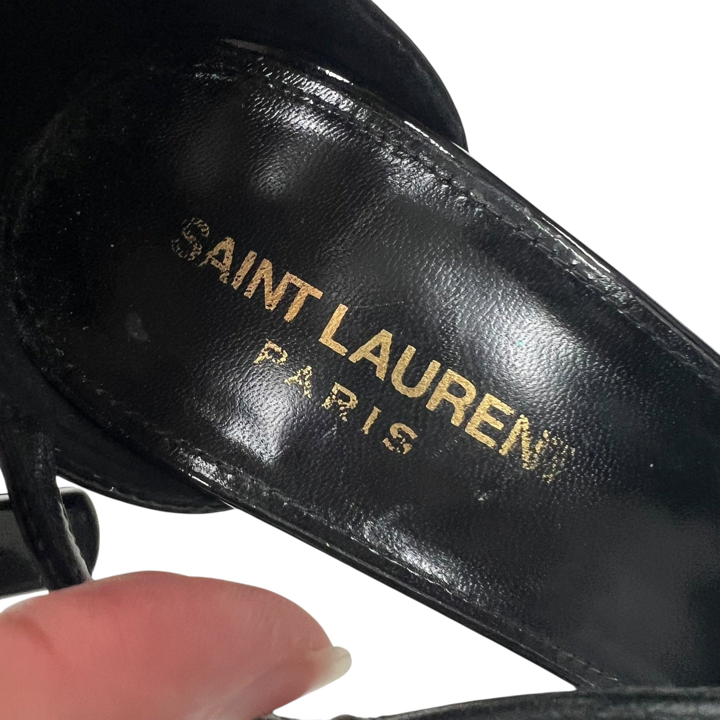 Sandals Luxury Designer By Yves Saint Laurent In Black, Size: 9.5