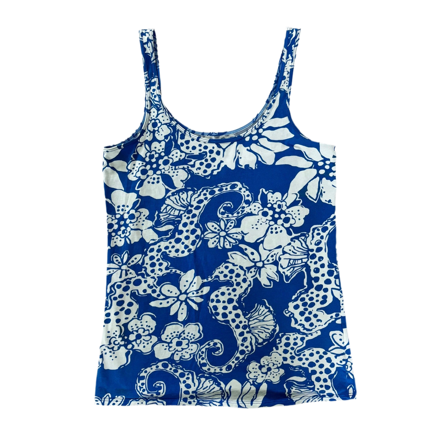 Top Sleeveless Designer By Lilly Pulitzer In Blue & White, Size: L