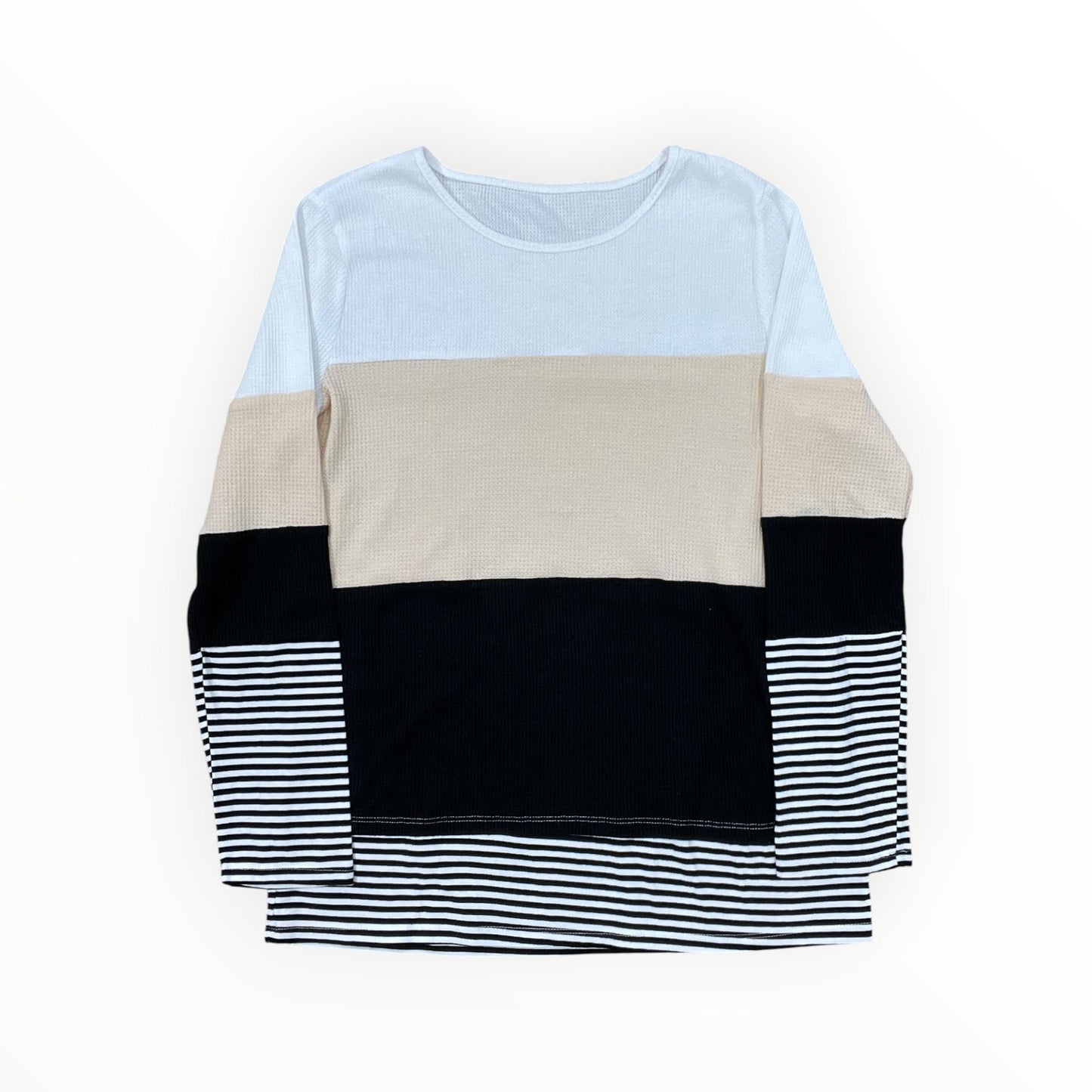 Top Ls By Clothes Mentor In Tan & White, Size:L