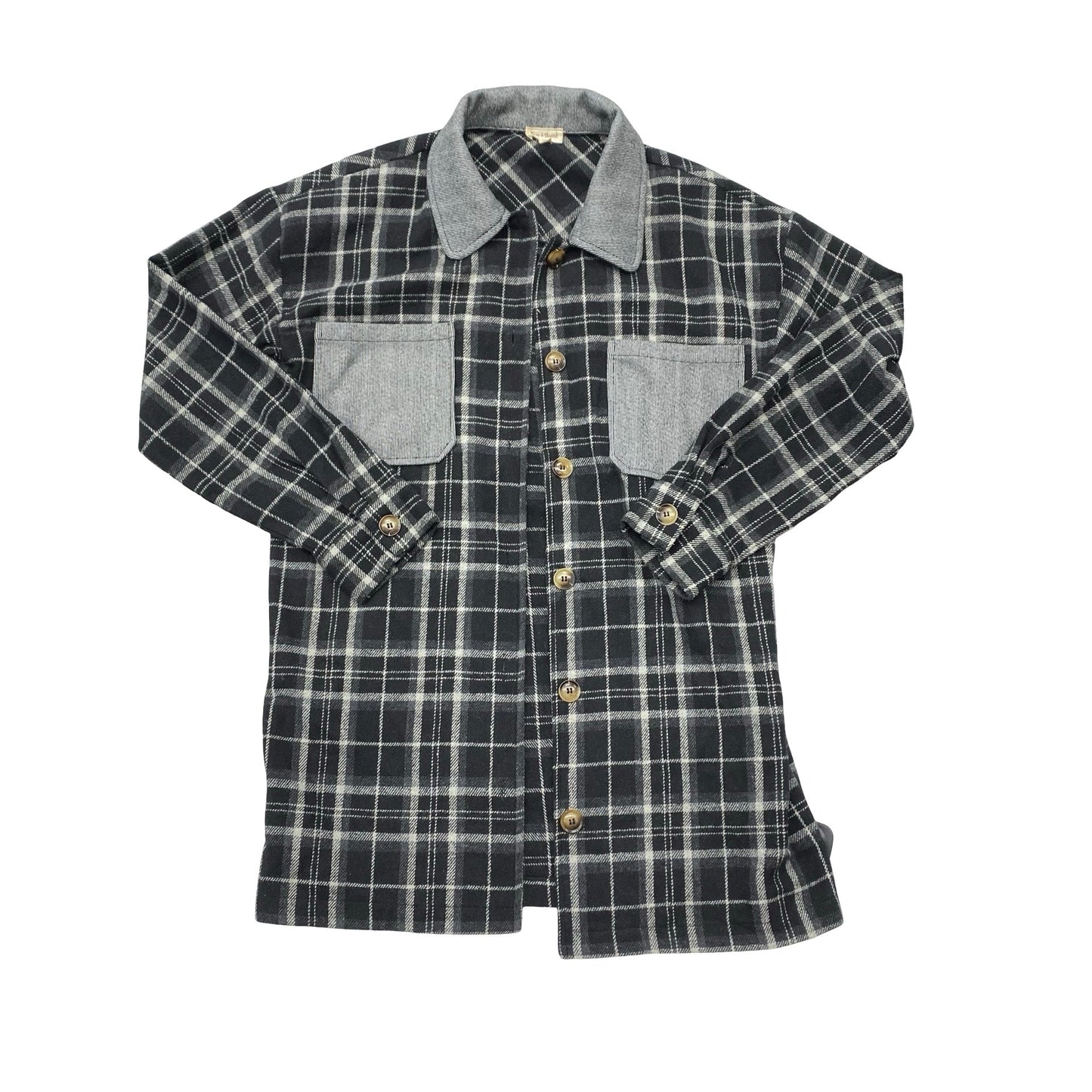 Jacket Shirt By Hem & Thread In Plaid Pattern, Size:M