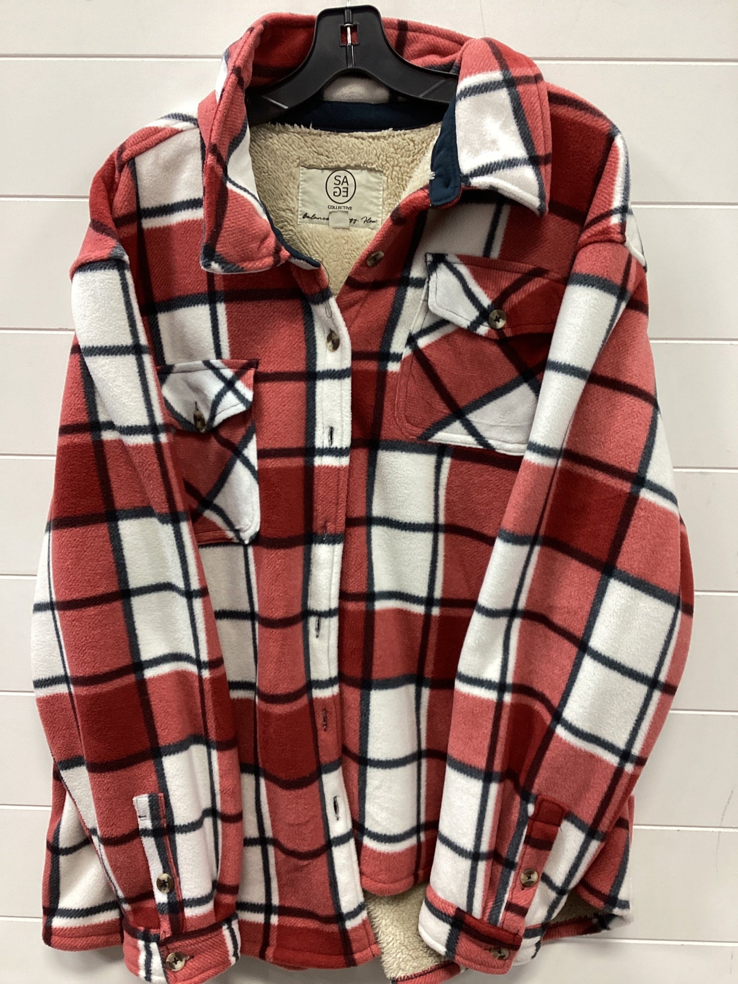 Jacket Fleece By Sage In Red, Size:1X