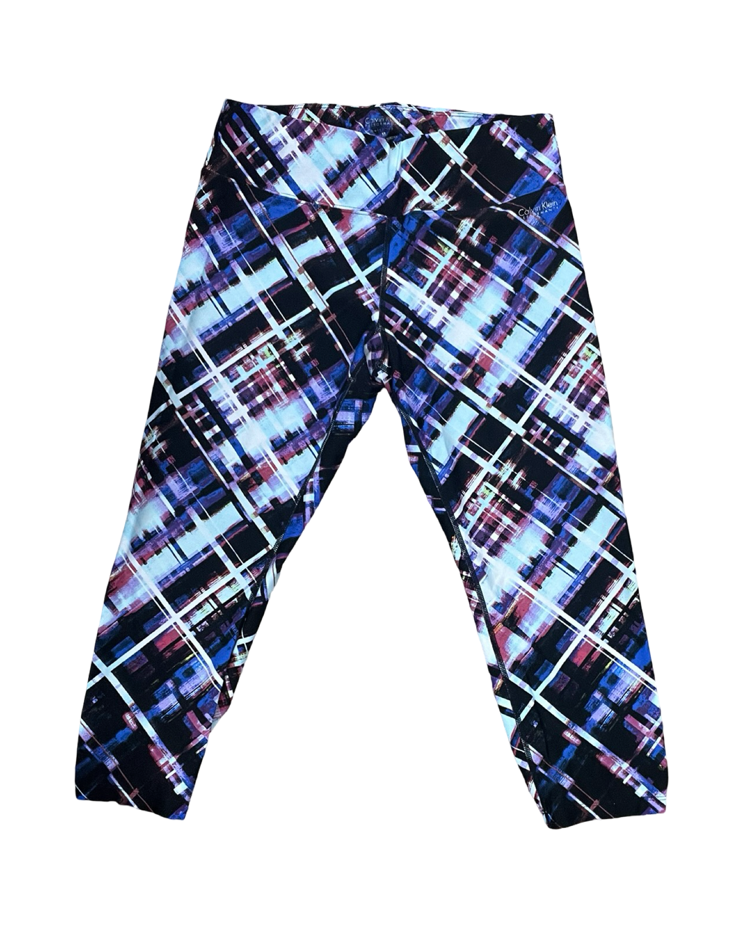 Athletic Capris By Calvin Klein In Black & Blue, Size:M