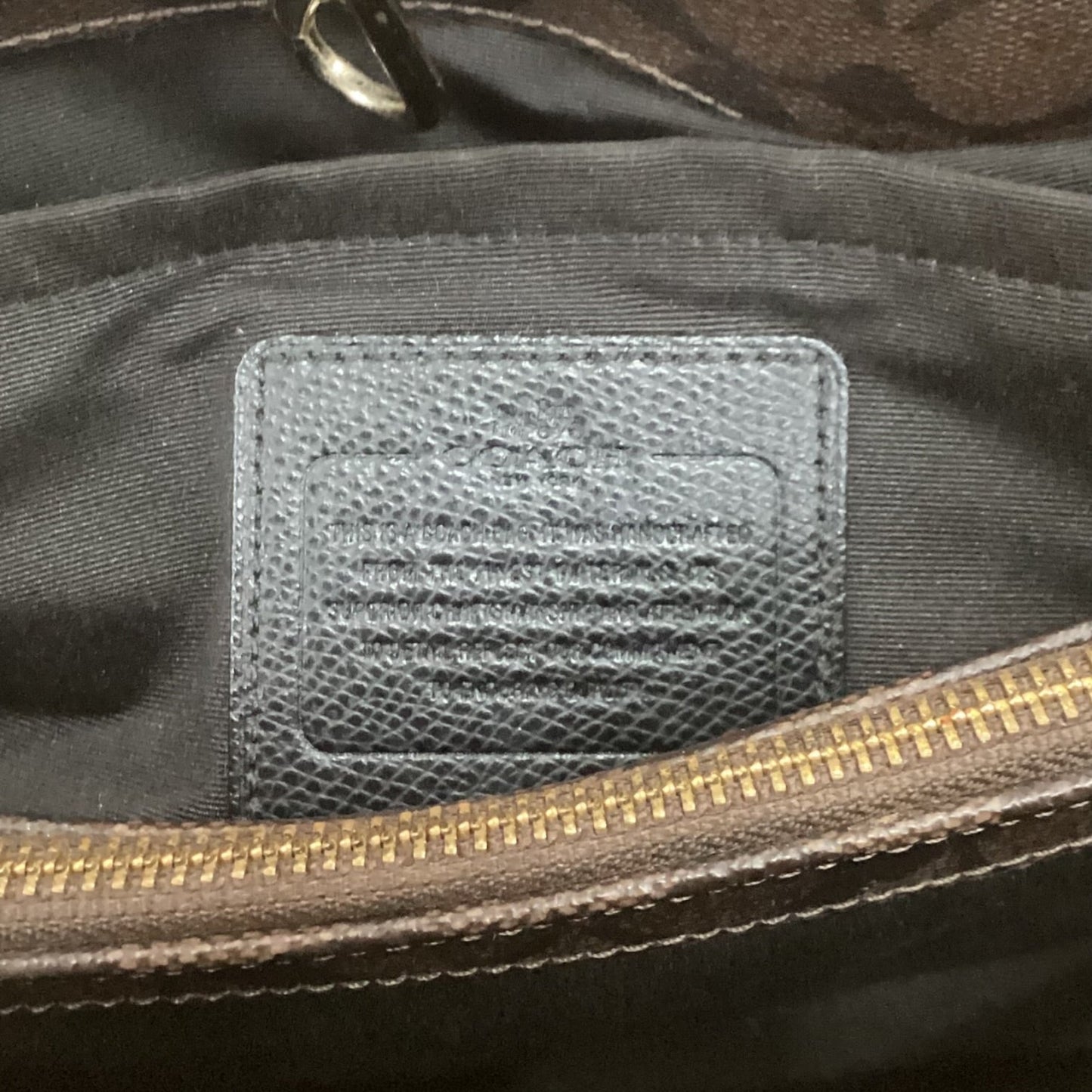 Handbag Designer By Coach In Black & Brown, Size:Medium