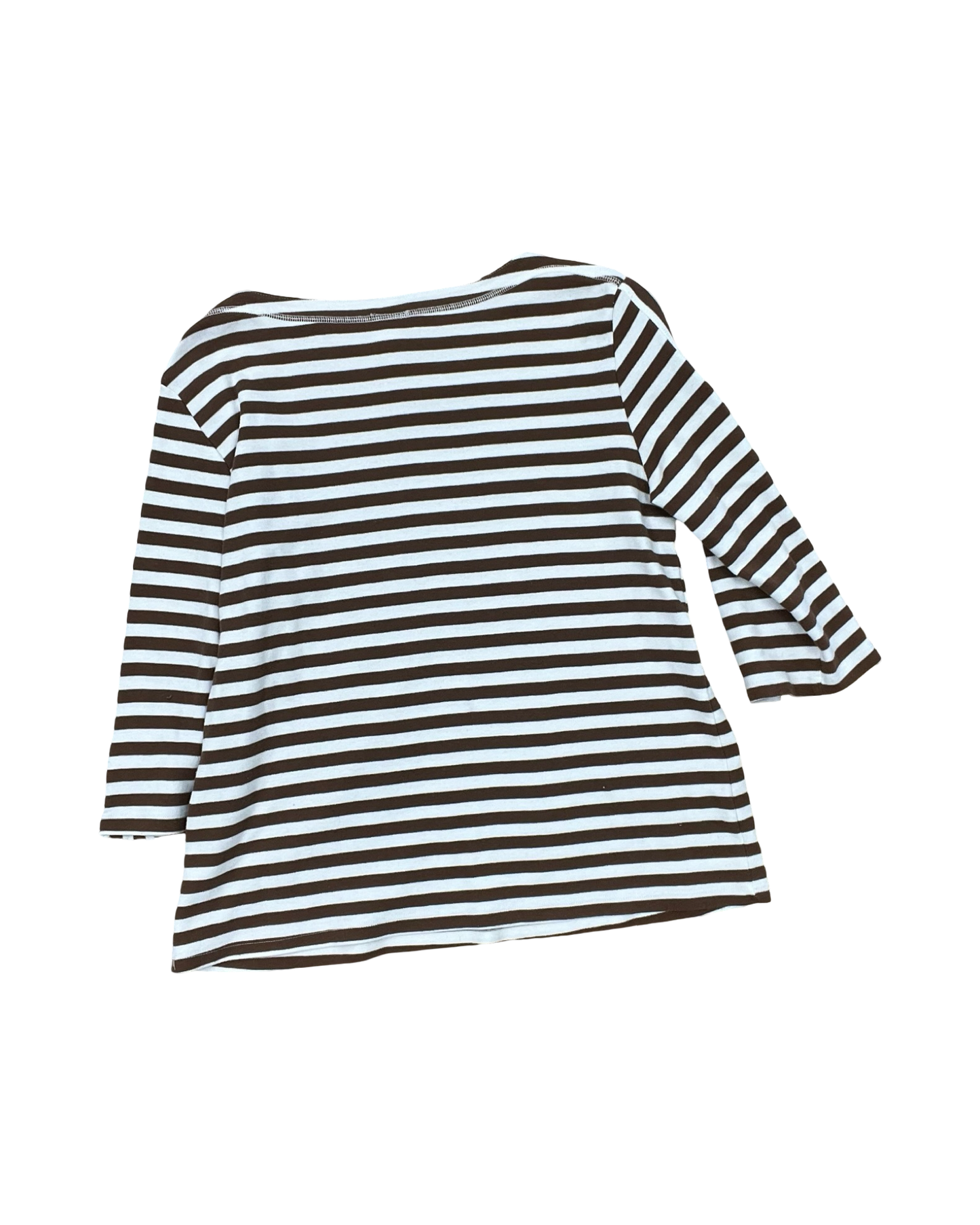 Top 3/4 Sleeve By Blair In Brown & White, Size:M