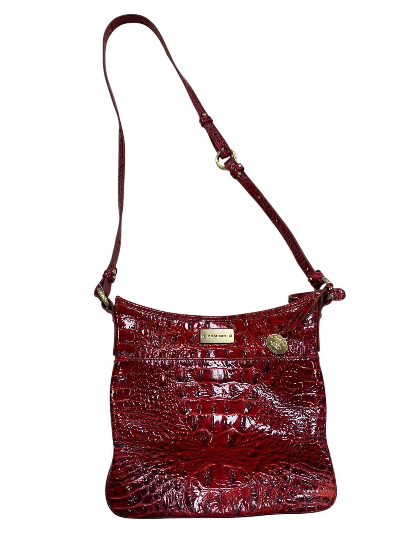 Crossbody Designer By Brahmin In Red, Size:Medium