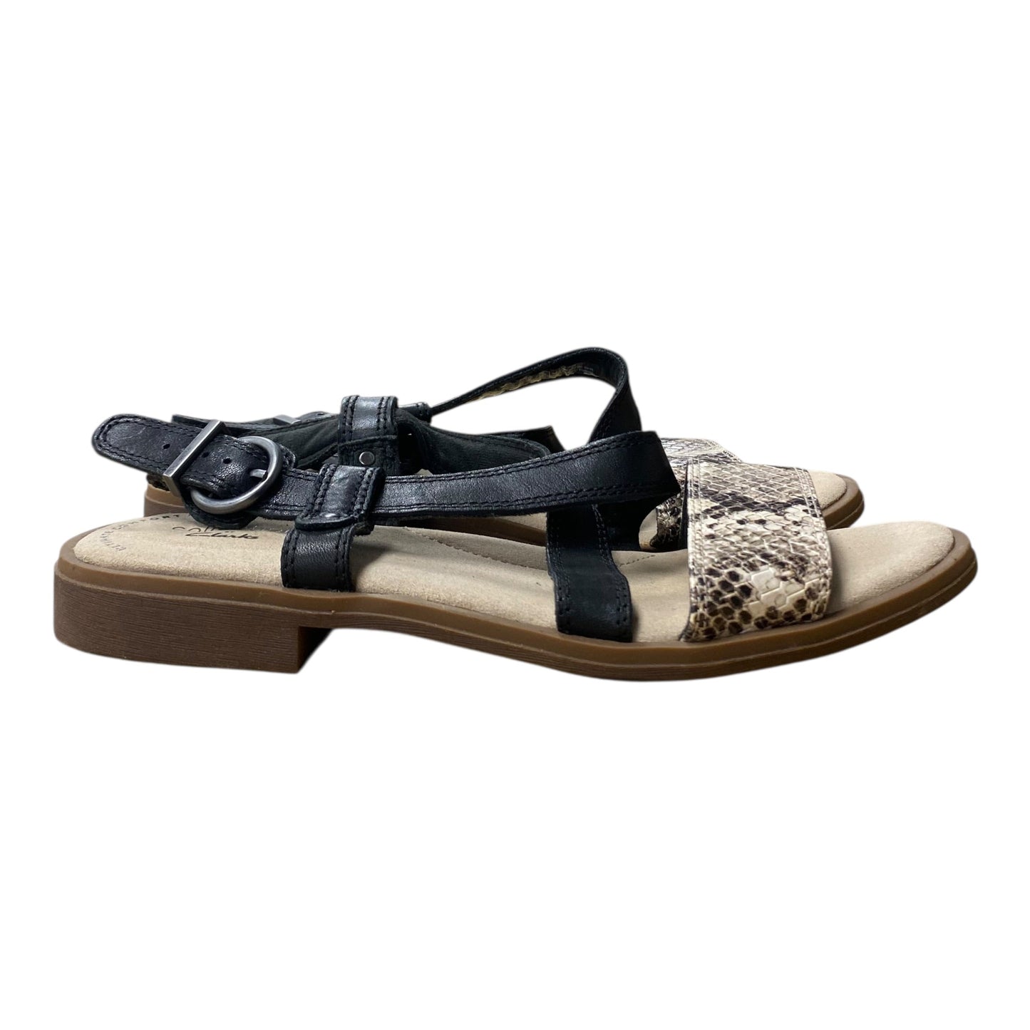 Sandals Flats By Clarks In Black, Size:6