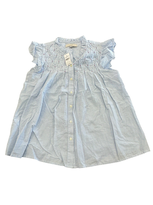 Top Sleeveless By Loft In Blue & White, Size:S
