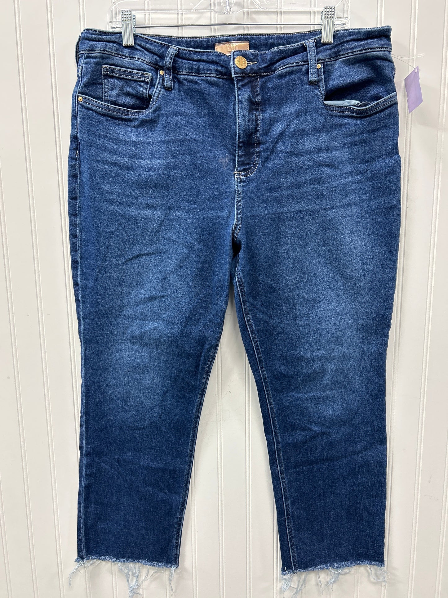 Jeans Straight By Kut In Blue Denim, Size:18