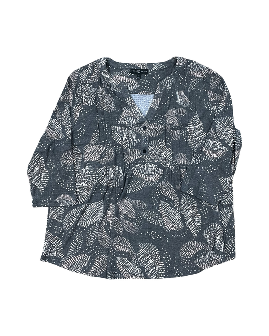 Top 3/4 Sleeve By Fred David In Grey & Pink, Size:1X