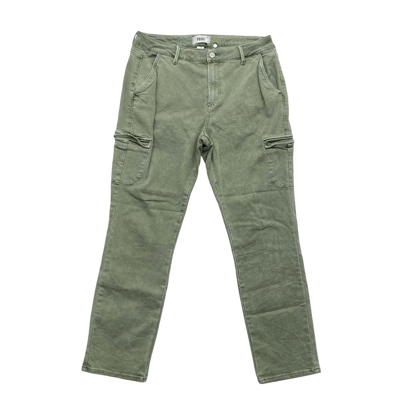 Jeans Straight By Paige In Green Denim, Size:12
