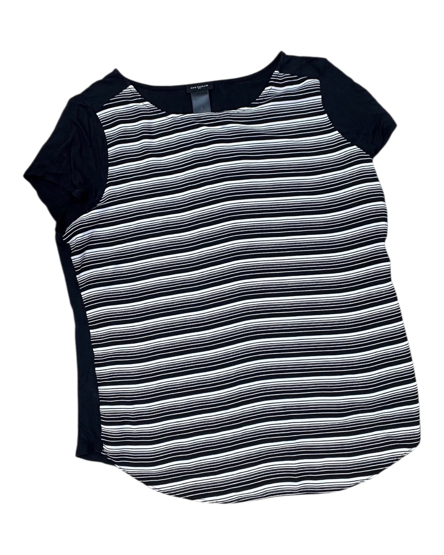 Top Sleeveless By Ann Taylor In Black & White, Size:M