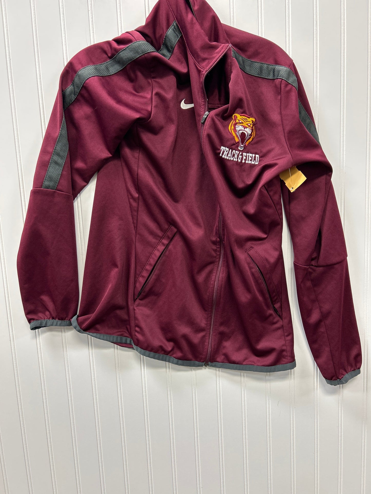 Athletic Top Ls Collar By Nike Apparel In Maroon, Size:S