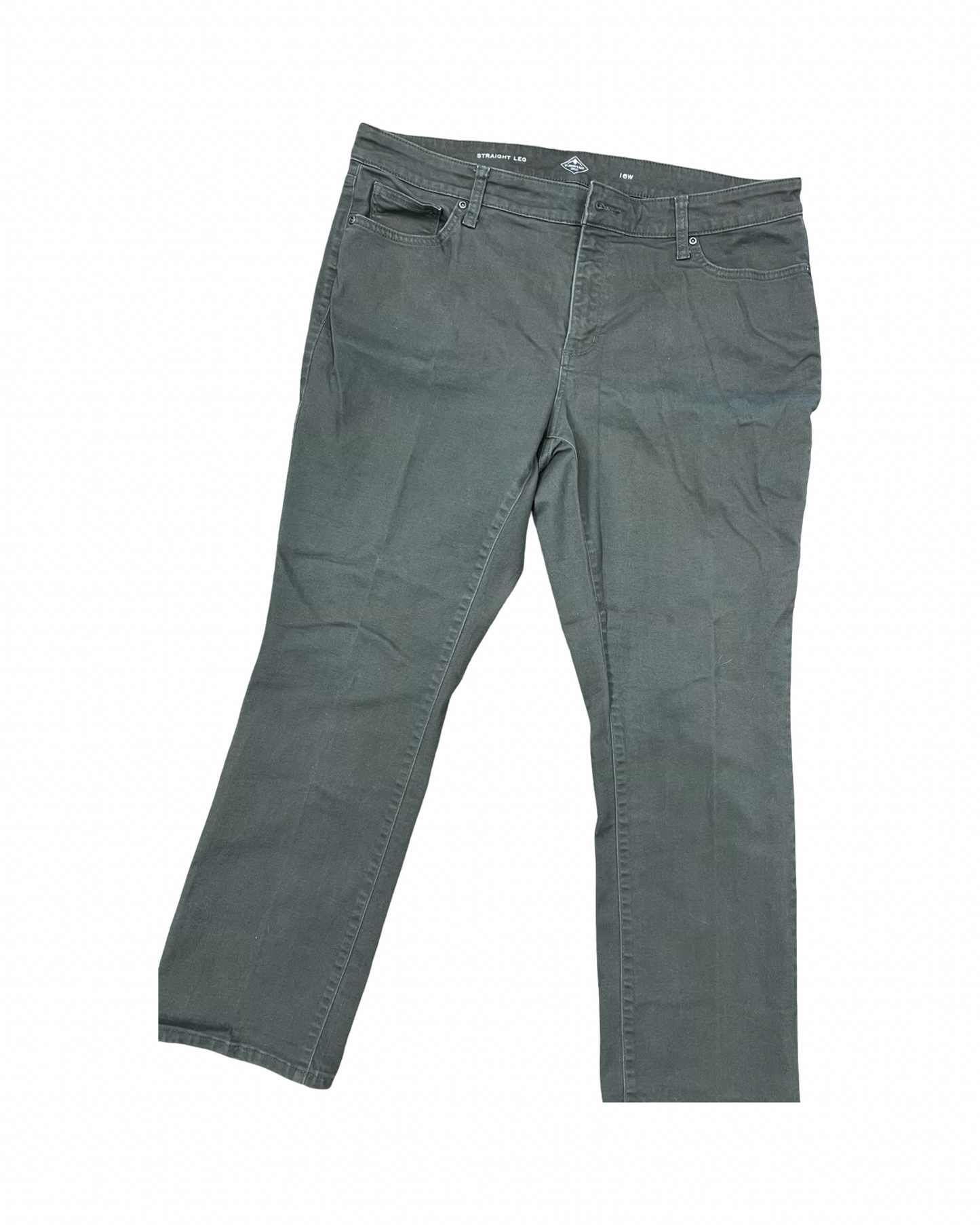 Jeans Straight By St Johns Bay In Green Denim, Size:16