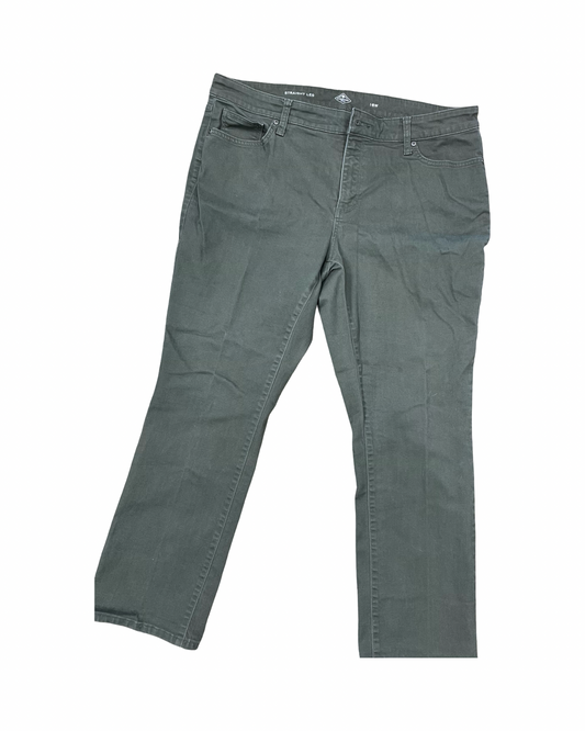Jeans Straight By St Johns Bay In Green Denim, Size:16