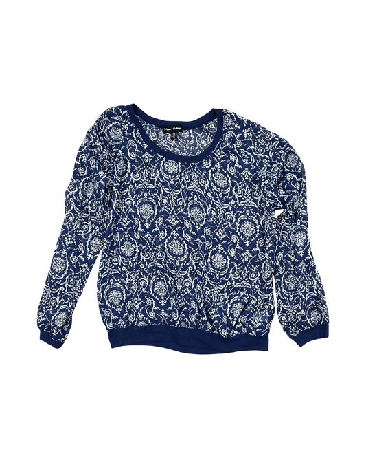 Top Ls By Clothes Mentor In Blue & White, Size:Xl