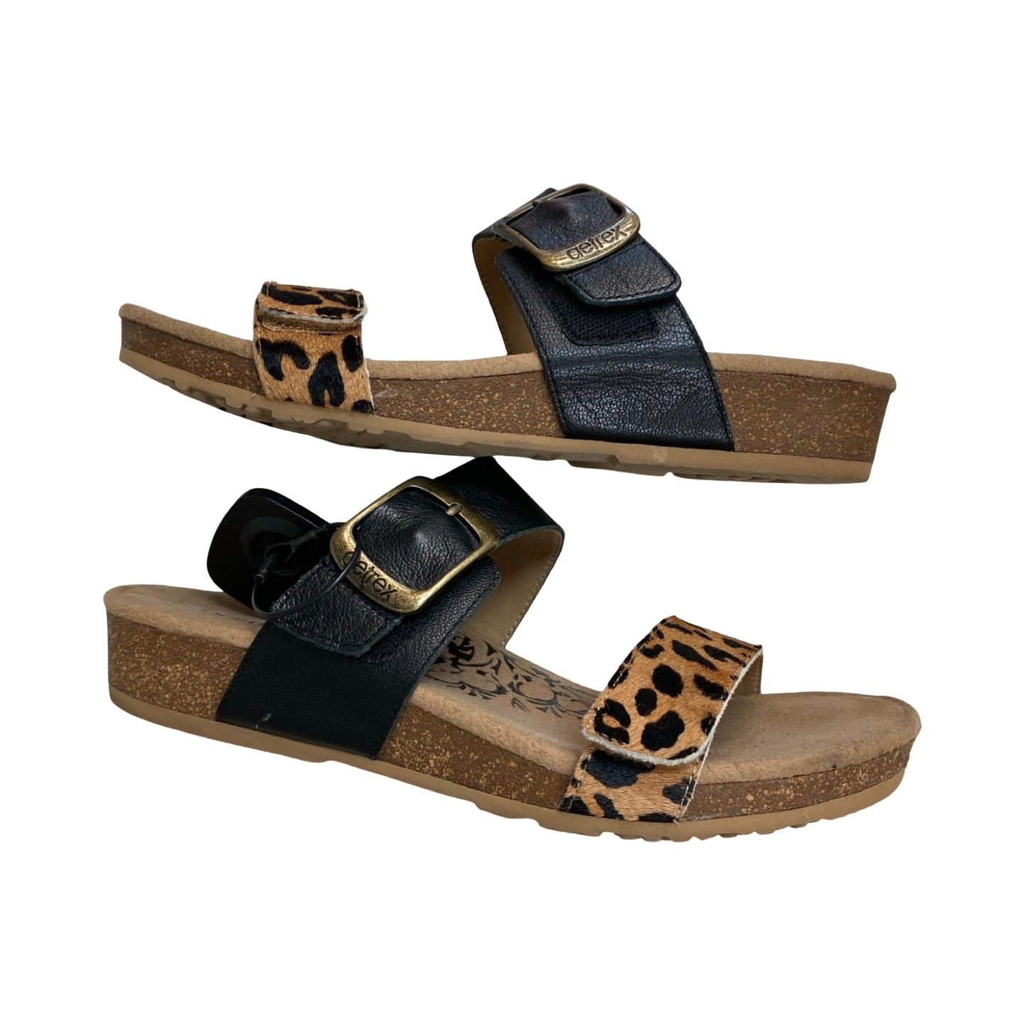 Sandals Heels Block By Aetrex In Multi, Size:9.5